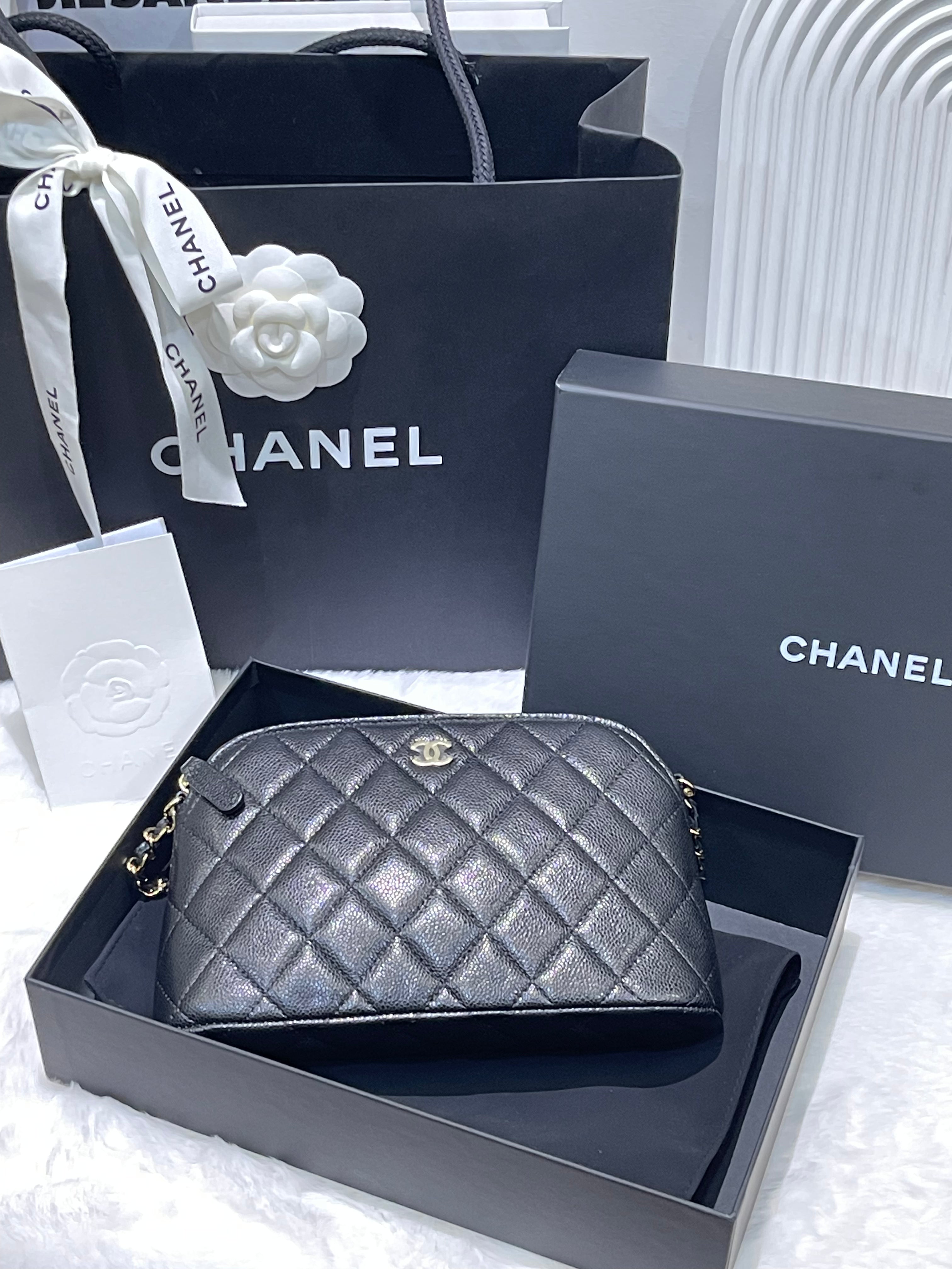 Chanel small clutch black chain caviar (2024)