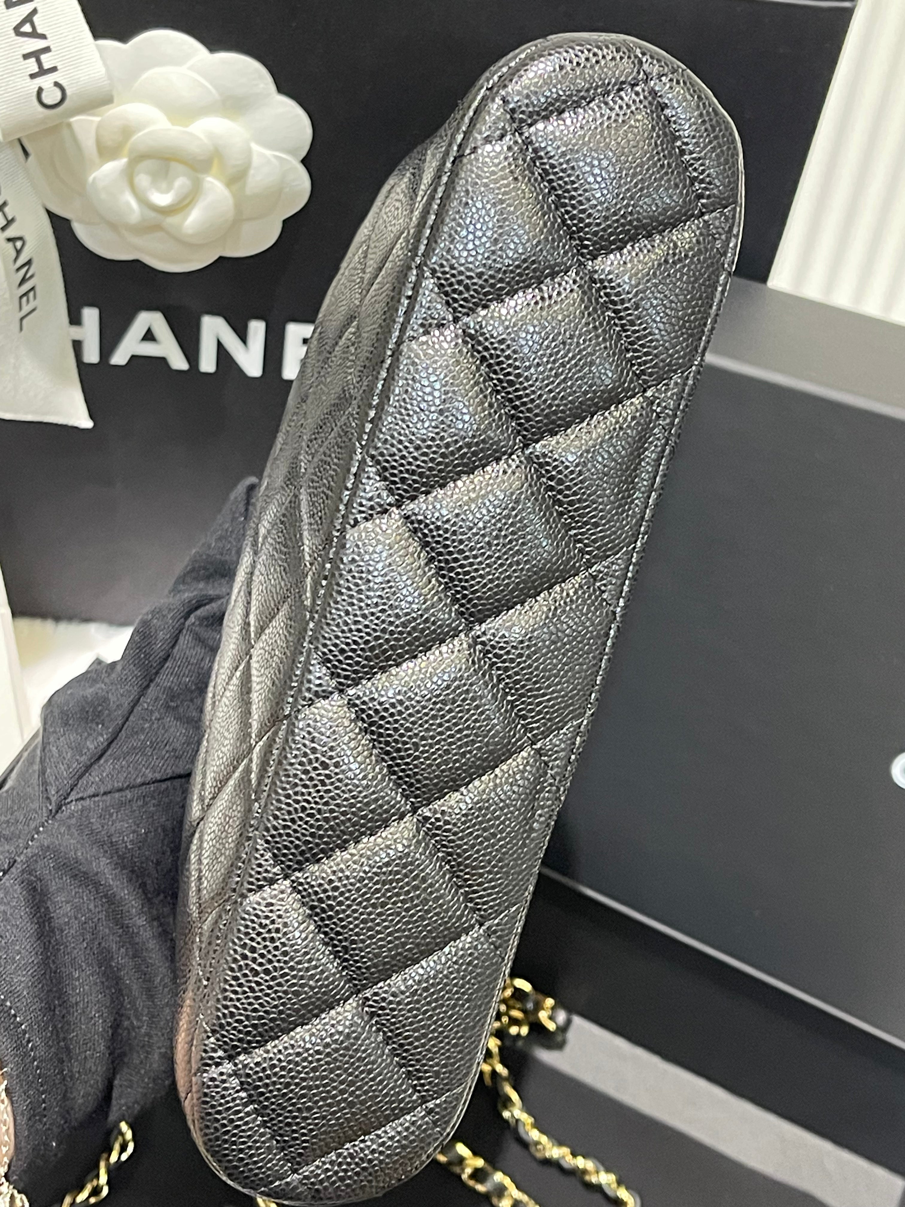 Chanel small clutch black chain caviar (2024)