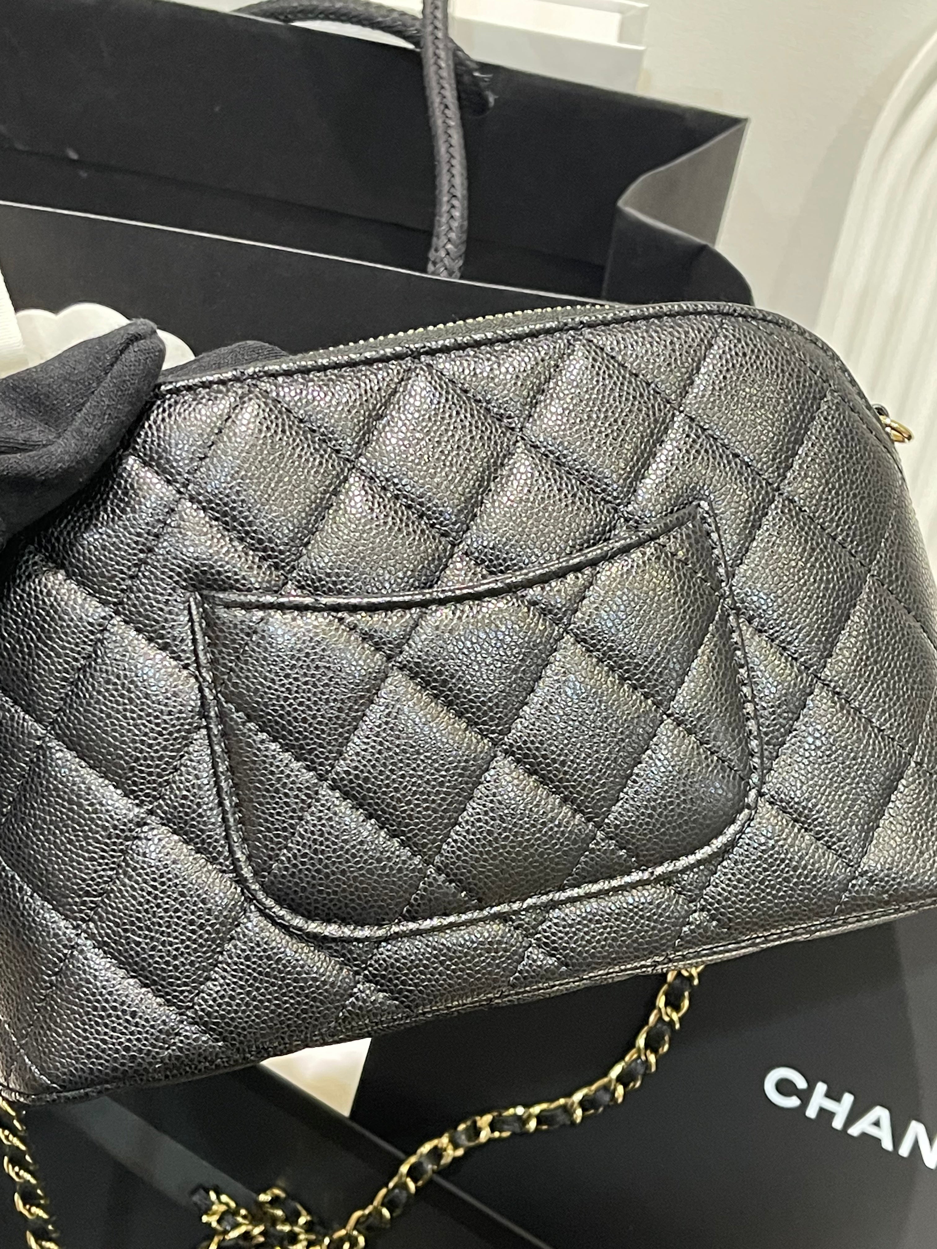 Chanel small clutch black chain caviar (2024)