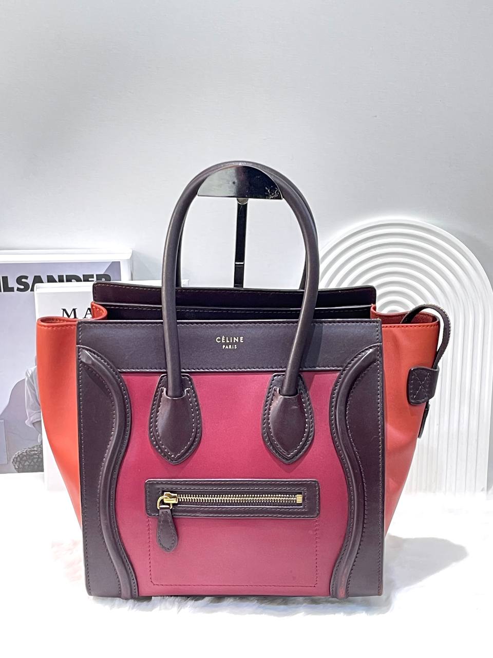 Celine Tricolor Leather Micro Luggage Tote