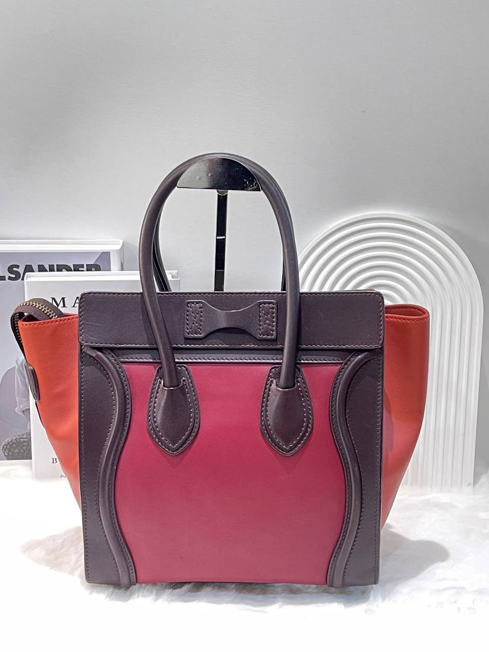 Celine Tricolor Leather Micro Luggage Tote