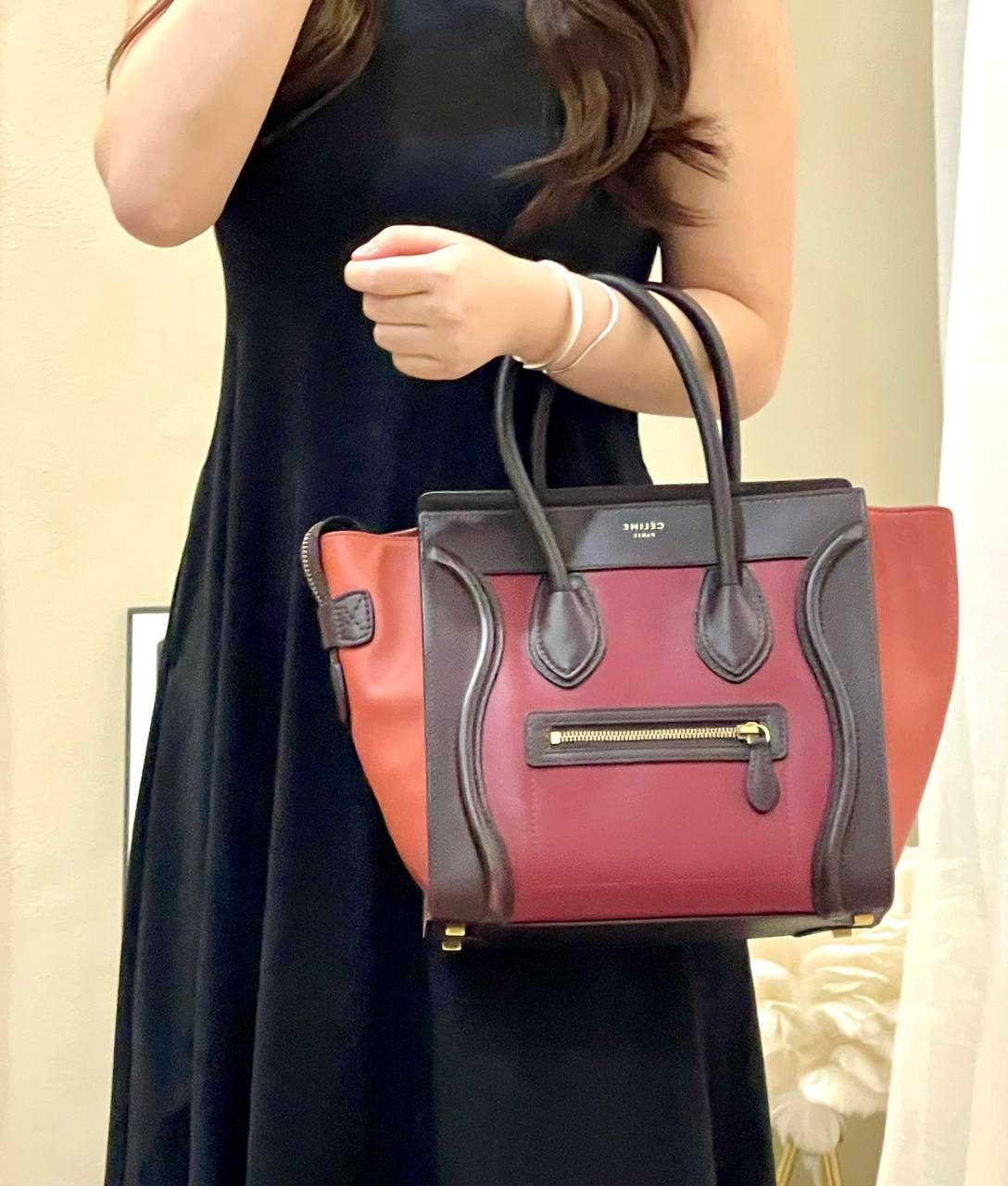 Celine Tricolor Leather Micro Luggage Tote