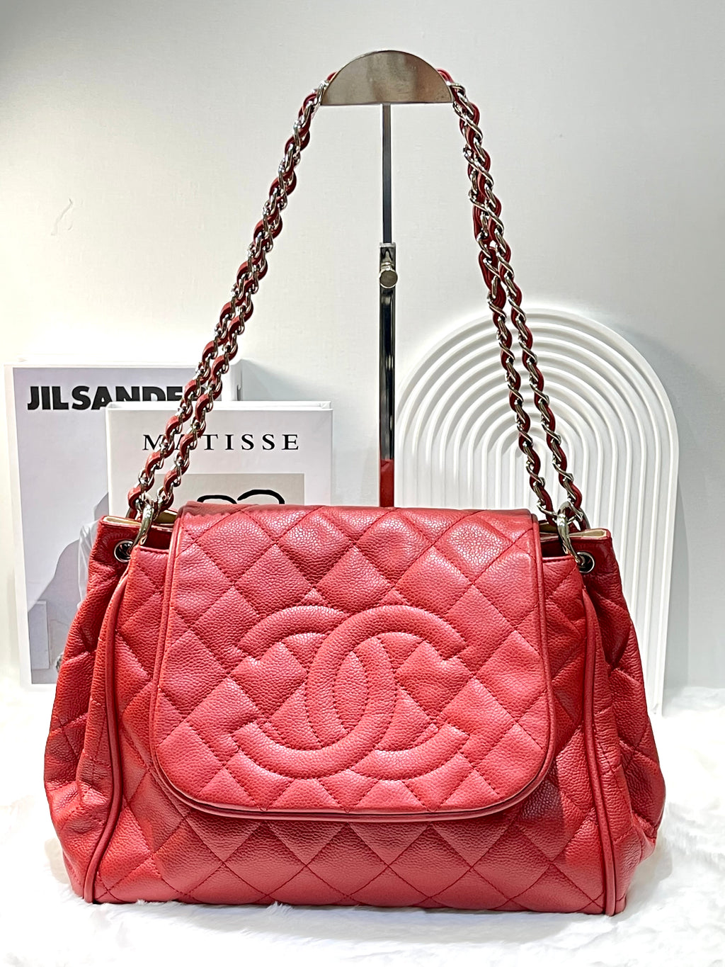 Chanel Red Quilted Caviar Flap Bag