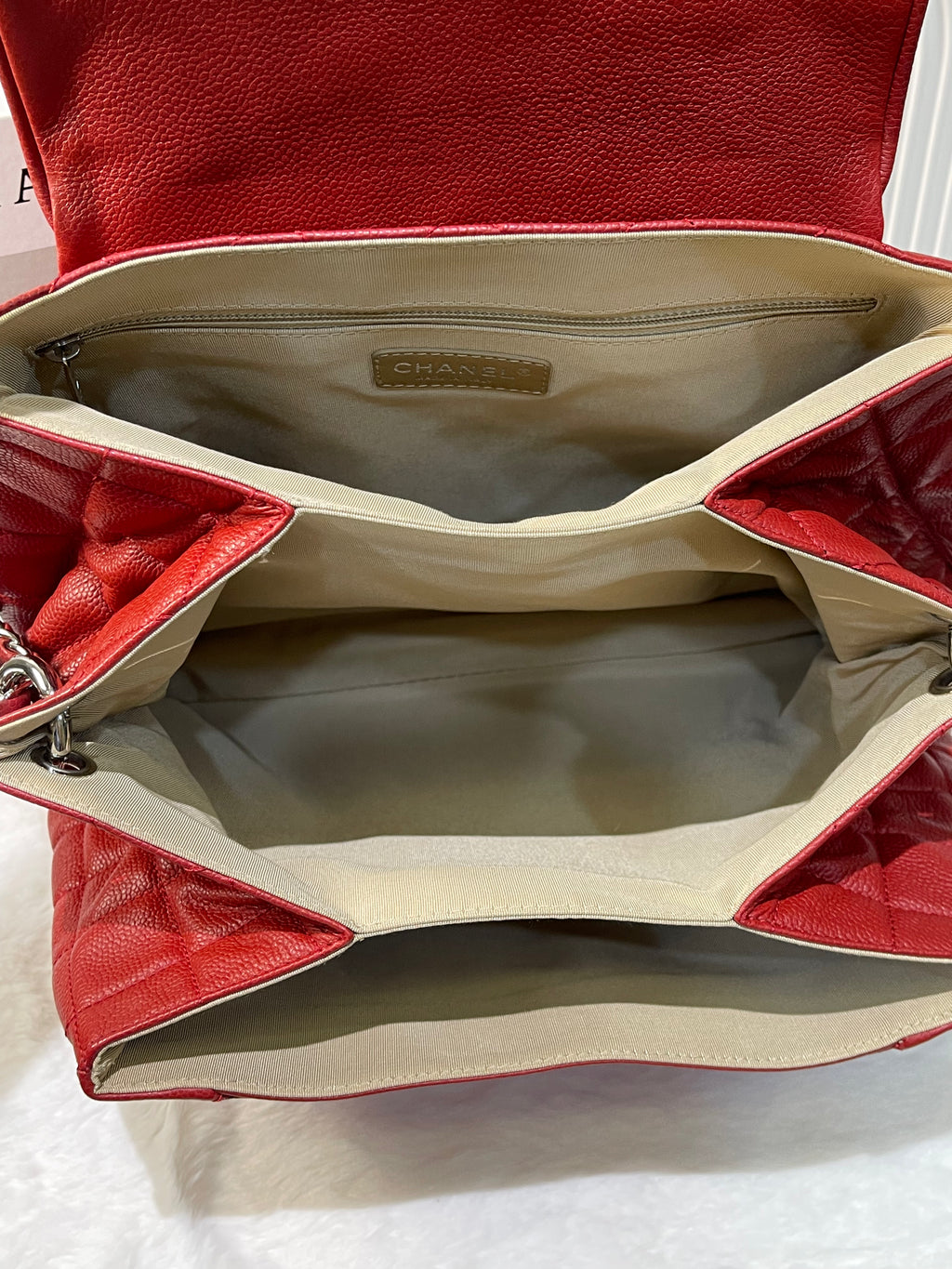 Chanel Red Quilted Caviar Flap Bag