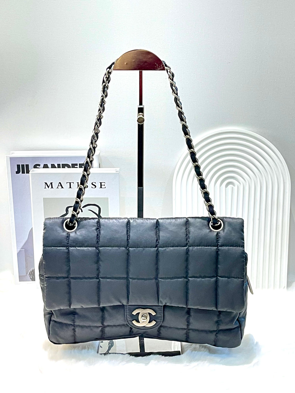 Chanel Vintage Chocolate Bar Nylon Shoulder Bag