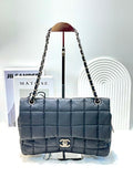 Chanel Vintage Chocolate Bar Nylon Shoulder Bag