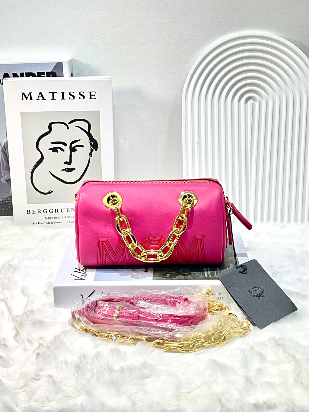 MCM Boston Bag in Chain Leather