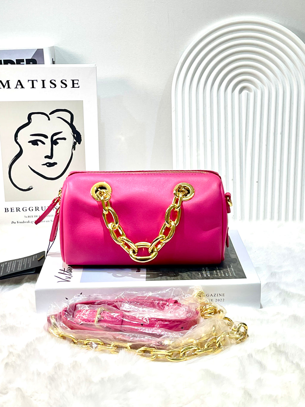 MCM Boston Bag in Chain Leather