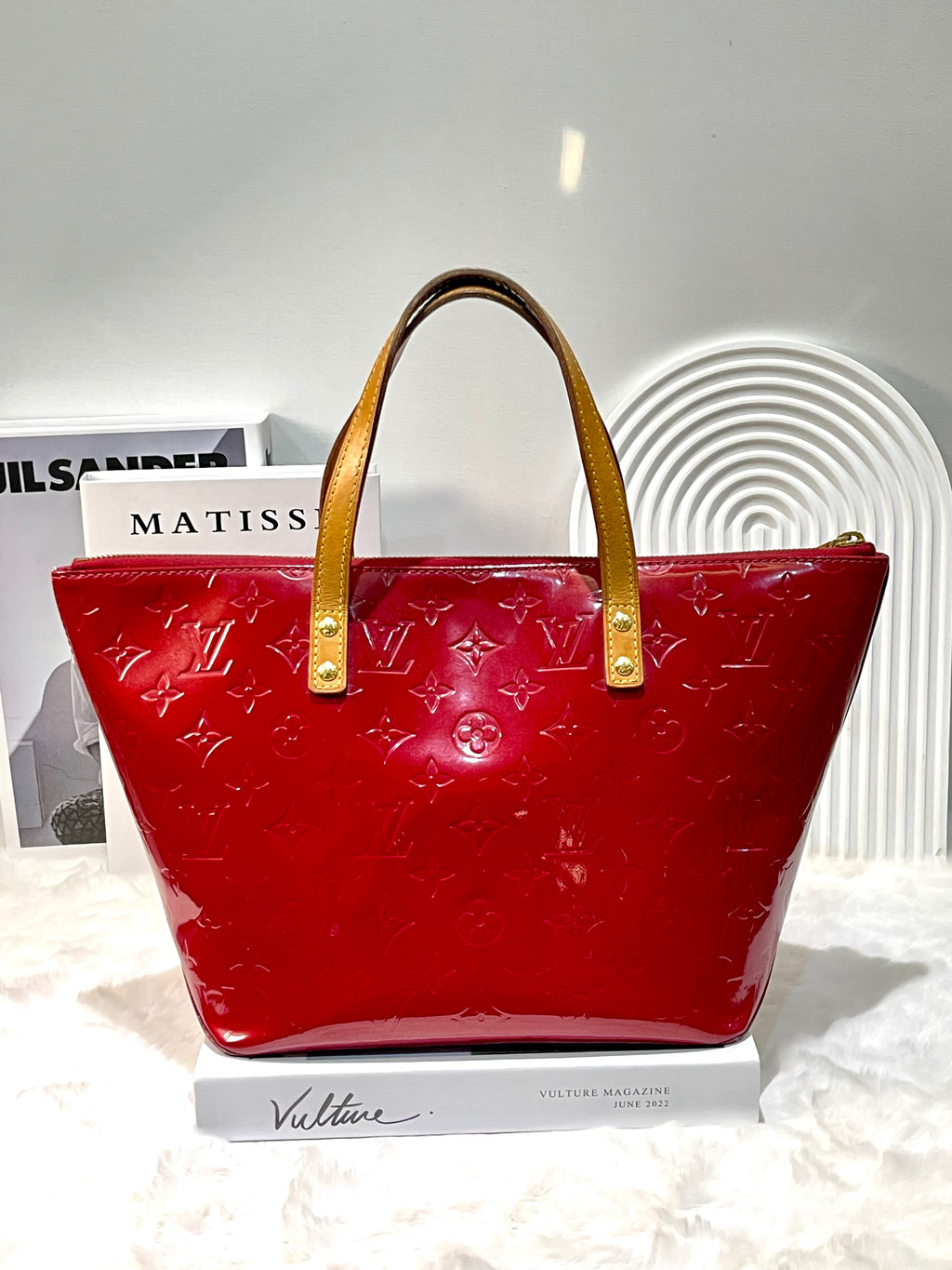 LV Bellevue MM Red Vernis Leather