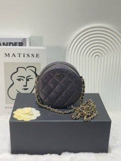 Chanel Round Black Purple Clutch Chain