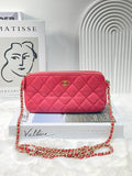Chanel Pink Matelasse chain wallet shoulder bag