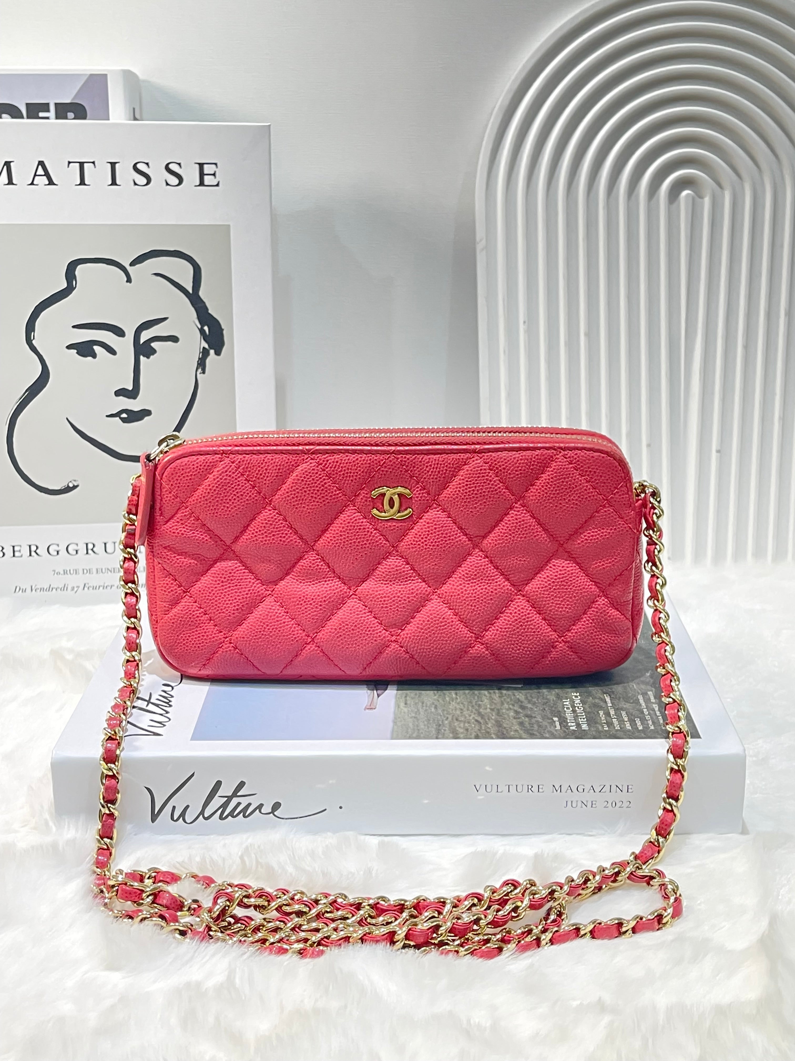 Chanel Pink Matelasse chain wallet shoulder bag
