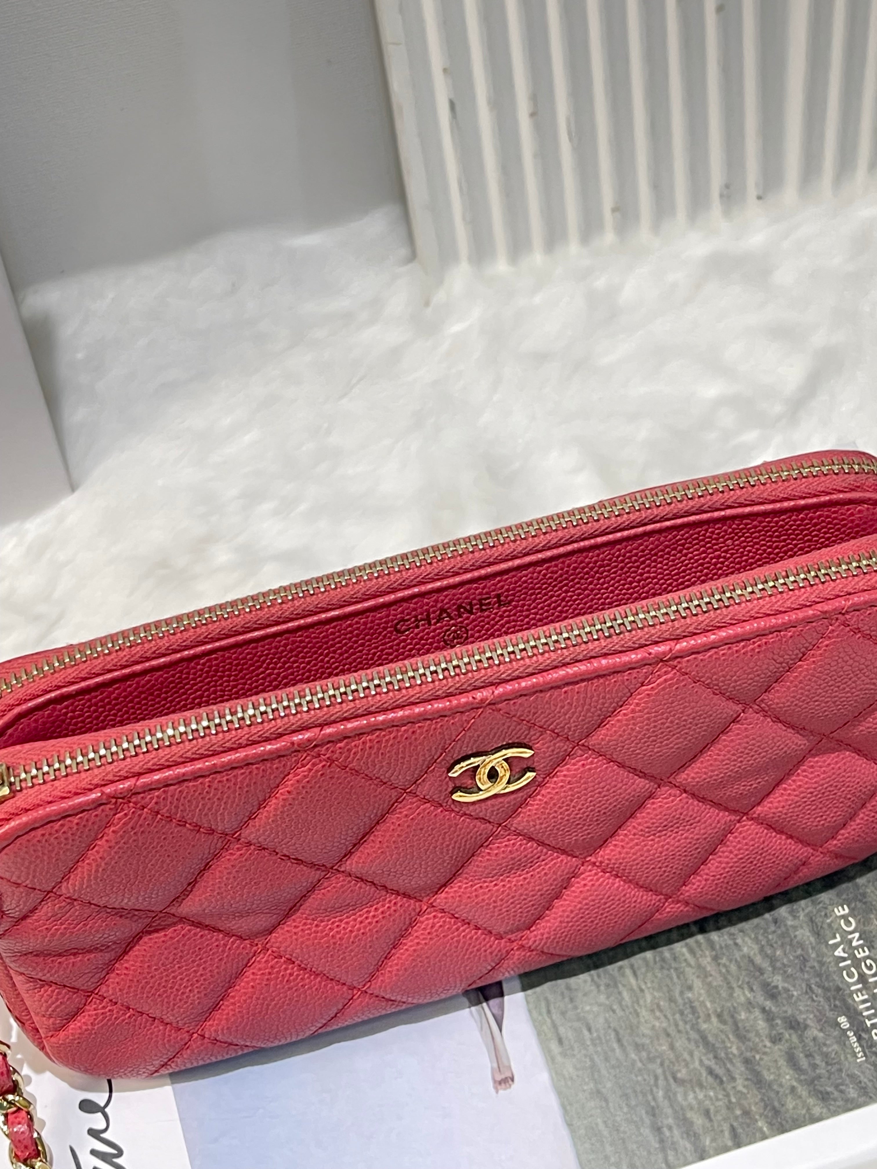 Chanel Pink Matelasse chain wallet shoulder bag