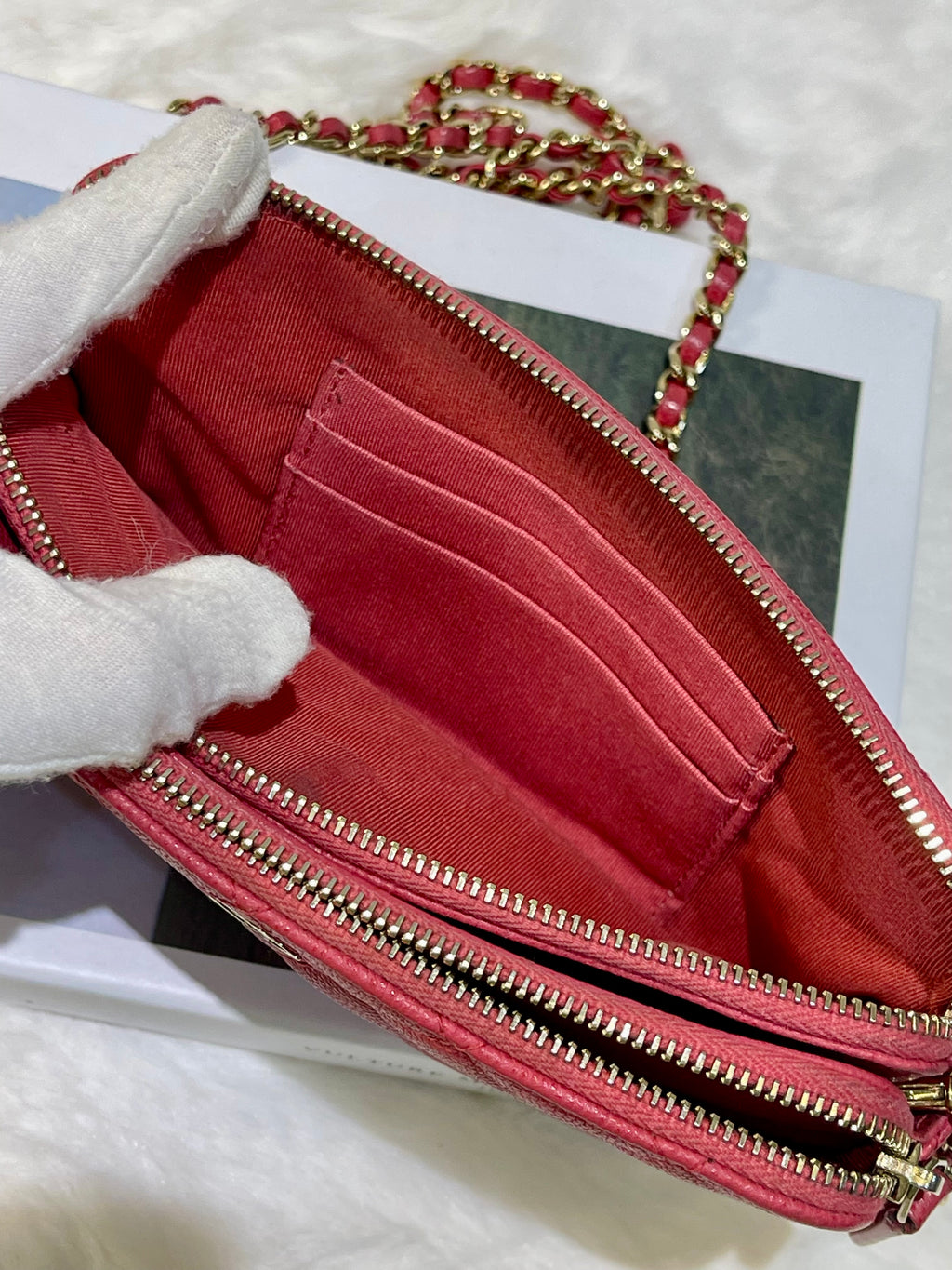 Chanel Pink Matelasse chain wallet shoulder bag