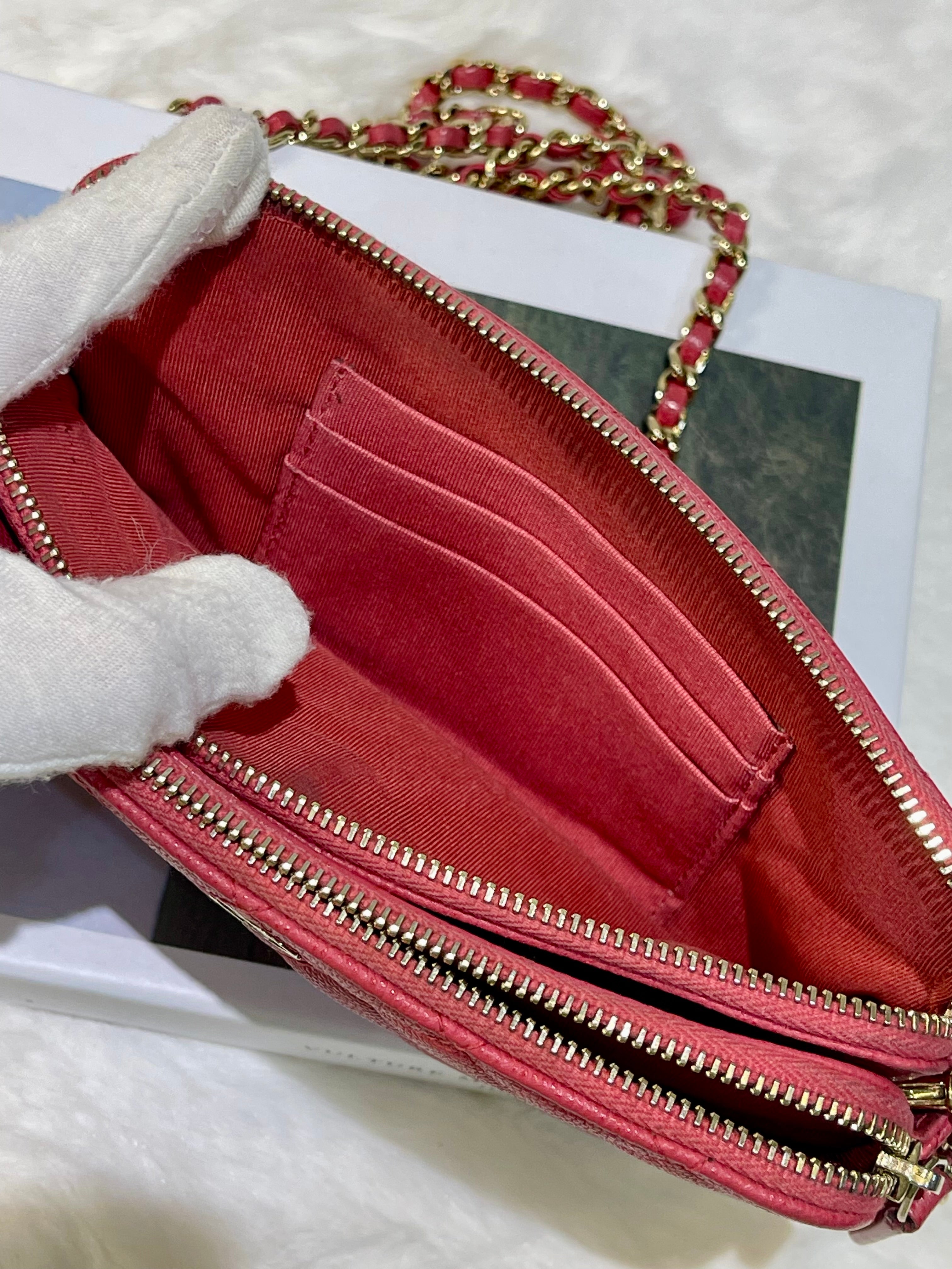 Chanel Pink Matelasse chain wallet shoulder bag